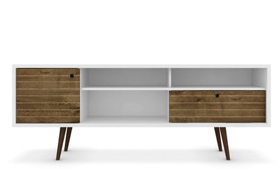 Manhattan Comfort Liberty 70.86" Mid-Century Modern TV Stand with 4 Shelving Spaces & 1 Drawer - Whi|Meuble pour téléviseur Liberty de Manhattan Comfort de 70,86 po de style moderne du milieu du 20e si