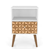 Table de nuit Liberty de Manhattan Comfort de style moderne du milieu du 20e siècle avec compartiment et tiroir - blanche et brune