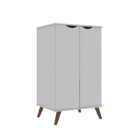 Armoire à chaussures Hampton de Manhattan Comfort avec 4 tablettes et pattes en bois massif - blanche