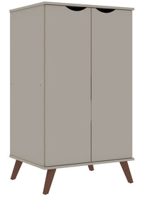 Armoire à chaussures Hampton de Manhattan Comfort avec 4 tablettes et pattes en bois massif - blanc cassé et crème d’érable