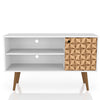 Meuble pour téléviseur Liberty de Manhattan Comfort de 42,52 po de style moderne du milieu du 20e siècle avec 2 tablettes et 1 porte - blanc