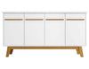 Desserte Yonkers de Manhattan Comfort de 62,99 po avec pattes en bois massif et 2 armoires - blanche