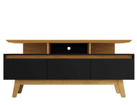 Meuble pour téléviseur Yonkers de Manhattan Comfort de 62,99 po avec pattes en bois massif et 6 comp