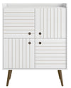 Armoire décorative Bogart de Manhattan Comfort de style moderne du milieu du 20e siècle - blanche et naturelle