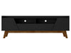 Meuble pour téléviseur Marcus de Manhattan Comfort de 70,86 po de style moderne du milieu du 20e siècle avec pattes en bois massif - noir mat