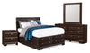 Ensemble de chambre à coucher Yorkdale 6 pièces avec lit de rangement à 12 tiroirs, commode, miroir et table de nuit, brun - format lit double