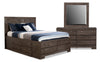 Ensemble de chambre à coucher Yorkdale 5 pièces avec lit de rangement à 12 tiroirs, commode et miroir, gris - format lit double
