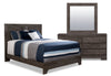 Ensemble de chambre à coucher Yorkdale 5 pièces avec lit à panneau, commode et miroir, gris - format grand lit