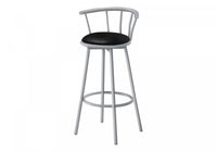Ensemble de 2 tabourets bar pivotants de hauteur bar de style moderne contemporain avec métal gris et apparence cuir noir