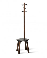 Portemanteau et tabouret modernes Pillar de Umbra en bois - noirs et noyer