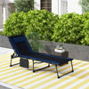 Chaise Longue Pliante Outsunny, Fauteuil De Bronzage Inclinable Et Rembourre, Bleu
