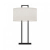 Lampe de table moderne noire de 25 po avec abat-jour texturé