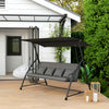 Outsunny Balancelle De Patio, Hamac Convertible 3 Places, Gris Fonce