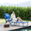 Outsunny Chaise Longue Pliante Avec Dossier Inclinable, Bleu Fonce