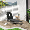 Chaise Longue Exterieure Ajustable Outsunny Avec Coussin De Soutien, Noire