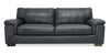 Sofa Classico de 90 po en cuir véritable avec pattes en bois - gris carbone