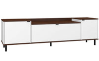 Meuble pour téléviseur Mosholu de Manhattan Comfort de 66,93 po avec 3 tablettes - blanc et brun noix