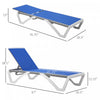 Chaise Longue Exterieure Outsunny, Chaise De Bronzage En Aluminium Pour Patio, Bleu