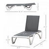 Chaise Longue Exterieure Outsunny, Chaise De Bronzage En Aluminium Pour Patio, Grise