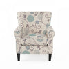 Fauteuil D’appoint Catherine En Tissu aspect lin Avec Pieds En Bois - Blanc Et Bleu