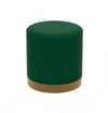 Pouf cylindrique en velours - siège avec revêtement vert forêt avec base en métal doré