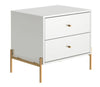 Table de nuit Jasper de Manhattan Comfort avec pattes en acier doré - blanc lustré