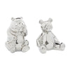 Sculpture d'ours argenté de 8 po en céramique - ensemble de 2
