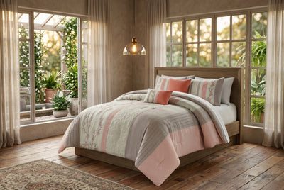 Celina 7-Piece Queen Comforter Set | Ensemble Douillette Celina 7 Morceaux Grand Lit avec Broderie Florale et Plis