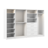 Système de pièce-penderie modulaire Florence de Bestar de 121 po avec éclairages à DEL, tringles, tablettes et tiroirs de style Shaker - blanc