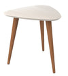 Grande table de bout triangulaire Utopia de Manhattan Comfort de 19,88 po avec pattes évasées en bois - blanc cassé