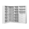 Système de pièce-penderie en forme de L modulaire Florence de Bestar de 95 po avec tringles, tablettes et tiroirs de style Shaker - blanc