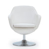 Fauteuil d’appoint pivotant Caisson de Manhattan Comfort en chrome poli et en similicuir - blanc