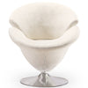 Chaise d’appoint pivotante Tulip de Manhattan Comfort en chrome poli et en velours - blanche