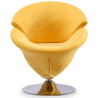 Fauteuil d’appoint pivotant Tulip de Manhattan Comfort en chrome poli et en velours -jaune