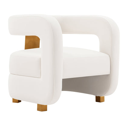 Manhattan Comfort Modern Amirah Velvet Accent Chair - White|Fauteuil d’appoint moderne Amirah de Manhattan Comfort en velours - blanc