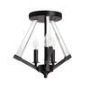 Plafonnier semi-affleuré Aalto de Dainolite en acrylique transparent, avec fini noir mat et 3 ampoules
