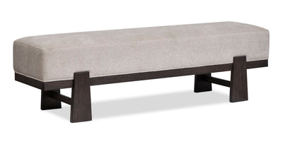 Arden Dining Bench with Cushion Fabric Seat, Wood, 47.24"W - Espresso Brown/Beige | Banc de salle à manger Arden de 47,24 po (L) en bois avec siège rembourré en tissu - brun espresso et beige