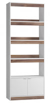 Bibliothèque Ratzer de Manhattan Comfort de style moderne du milieu du 20e siècle avec 5 tablettes - blanche et brune