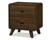 Table de nuit moderne du milieu du 20e siècle Cami de 17 po (L) x 24,8 po (H) à 2 tiroirs - brune