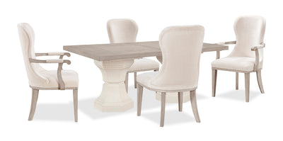 Corsa 5pc Dining Set with Table and 4 Chairs - Antique White Oak and Light Grey | Ensemble de salle à manger Corsa 5 pièces avec table et 4 chaises - chêne blanc antique et gris clair | CORSLDP5