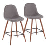 Tabouret moderne du milieu du 20e siècle Pebble de hauteur comptoir en tissu anthracite - ensemble de 2