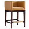 Tabouret bar Kingsley de Manhattan Comfort de hauteur comptoir de 34 po en hêtre - chameau et noyer foncé