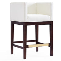 Tabouret bar Kingsley de Manhattan Comfort de hauteur comptoir de 34 po en hêtre - ivoire et noyer foncé