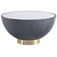 Table à café moderne Anderson de Manhattan Comfort avec revêtement en similicuir et dessus de table en imitation de marbre en céramique - grise