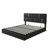 Lit Plateforme Joyce Tapisse Avec Rangement Hydraulique Et Cadre En Velours, Taille Queen, Noir