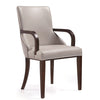 Chaise de salle à manger à accoudoirs moderne Shubert de Manhattan Comfort en similicuir et velours - gris clair