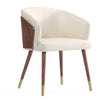 Chaise de salle à manger moderne Reeva de Manhattan Comfort revêtue de similicuir avec dossier en hêtre et pattes en bois massif - noyer et crème