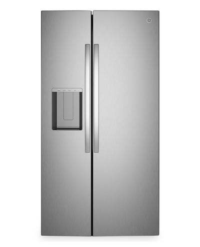 GE 27.7 Cu. Ft. Side-By-Side Refrigerator - Fingerprint Resistant Stainless - GSS28PYYFS | Réfrigérateur GE de 27,7 pi3 à compartiments juxtaposés - acier inoxydable résistant aux traces de doigts - GSS28PYYFS
