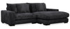 Sofa sectionnel Alto 2 pièces en tissu de fausse fourrure très douce avec deux porte-gobelets et ports USB - ebony