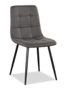 Chaise de salle à manger Arlo en métal avec siège et dossier coussinés capitonnés en tissu - anthracite